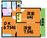バンビーノ　D棟 2DKの間取り