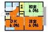 サンライフひろみね　Ｂ棟 2DKの間取り