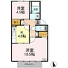 プレジール中野屋　A棟 2Kの間取り