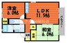 サンコーポ石井　A棟 2LDKの間取り