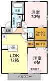 リビングタウン連島　Ｆ棟 2LDKの間取り
