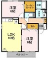 ロイヤルガーデンミルフィー　Ｂ棟 2LDKの間取り