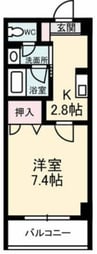 JRBハイツ倉敷 1Kの間取り