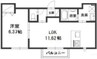 サンライズ渡辺　Ａ 1LDKの間取り