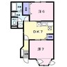 ウィスタリア 2DKの間取り