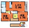 フォンティーヌ　B棟 2LDKの間取り