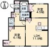 ソルコート　D棟 2LDKの間取り