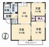 サリーレ太陽Ⅱ　Ａ棟 3DKの間取り
