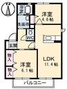 バリュージュサンヨー　Ｂ棟 2LDKの間取り