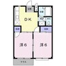 エルディム明日香 2DKの間取り