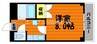 プリード倉敷 1Kの間取り
