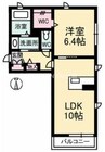 アプレ倉敷 1LDKの間取り
