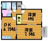 バンビーノ　C棟 2DKの間取り