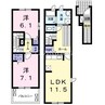 レスペヘリオスＢ 2LDKの間取り