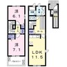 レスペヘリオスＢ 2LDKの間取り