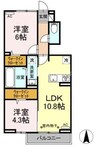 サンシャイン江口A 2LDKの間取り