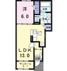 ピッツィカートⅡ 1LDKの間取り