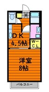 プリムヴェール福島B 1DKの間取り