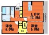 プラシード三宅 2LDKの間取り