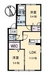 ノーブル田ノ上 2LDKの間取り