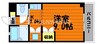 サンライズブルー 1Kの間取り
