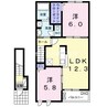 グランパス　船穂　Ｂ 2LDKの間取り