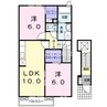 フェリシダ矢蔵　Ⅲ 2LDKの間取り