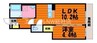 ハピネス 1LDKの間取り