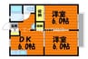 サンライフひろみね　Ｂ棟 2DKの間取り