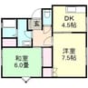 清音駅前ハイツ 2DKの間取り