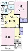 サンフェニックスＡ 2DKの間取り