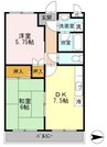 リーベン上成 2DKの間取り