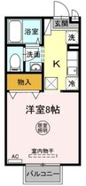セジュール大内　A棟 1Kの間取り