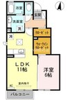 アヴァンス金光 1LDKの間取り
