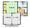 パークサイドヴィレッジB棟 2DKの間取り