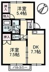 カーサ・ビアンカ 2DKの間取り
