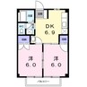 ニューシティゆり 2DKの間取り