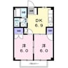 ニューシティゆり 2DKの間取り