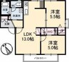 アバンサール　B棟 2LDKの間取り