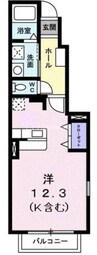 カルム　カーサⅡ 1Rの間取り