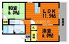 ピュア　A棟 2LDKの間取り
