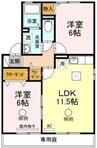 リミエル　Ａ棟 2LDKの間取り
