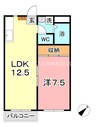 アパートメント新宅B 1LDKの間取り