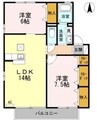 コートタウン西岡　Ａ棟 2LDKの間取り