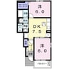 ラ・ルーチェＢ 2DKの間取り