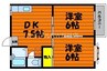 アルパーク江長 2DKの間取り