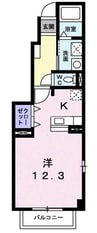 メロウ　グローブＤ 1Rの間取り