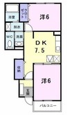 ブラン　プレジール　Ａ 2DKの間取り