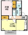 シャルマン笹沖　Ｂ棟 1LDKの間取り