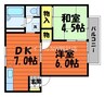 ノーブルハウス　A棟 2DKの間取り